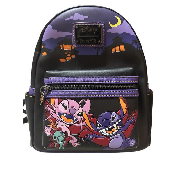 Loungefly Disney Vampire Angel & Stitch The Series Mini Backpack Purple - Picture 1 of 16
